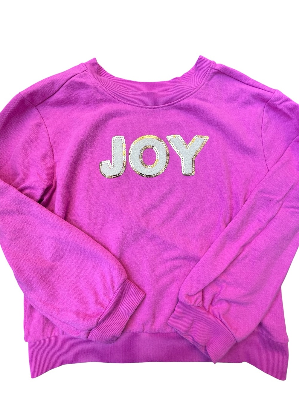 Cat & Jack - Girls ‘JOY’ Crewneck Sweater Christmas Size Large 10/12 Pink